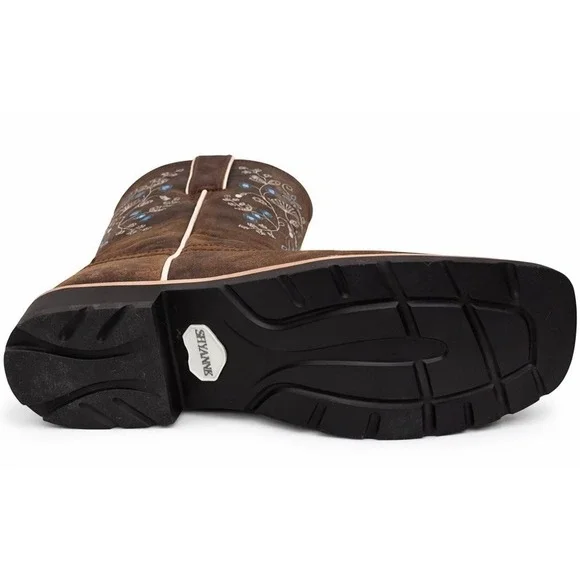 Shyanne Xero Gravity Brown Leather Floral Embroidered Western Boots 7B New - Picture 7 of 8